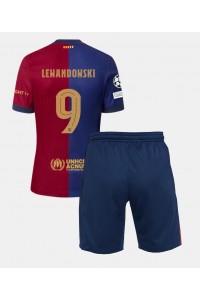 Barcelona Robert Lewandowski #9 Jalkapallovaatteet Lasten Kotipeliasu 2024-25 Lyhythihainen (+ Lyhyet housut)